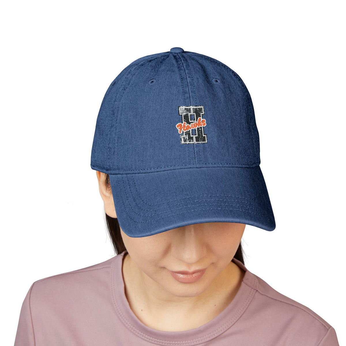 Denim Embroidered Hawks Hat