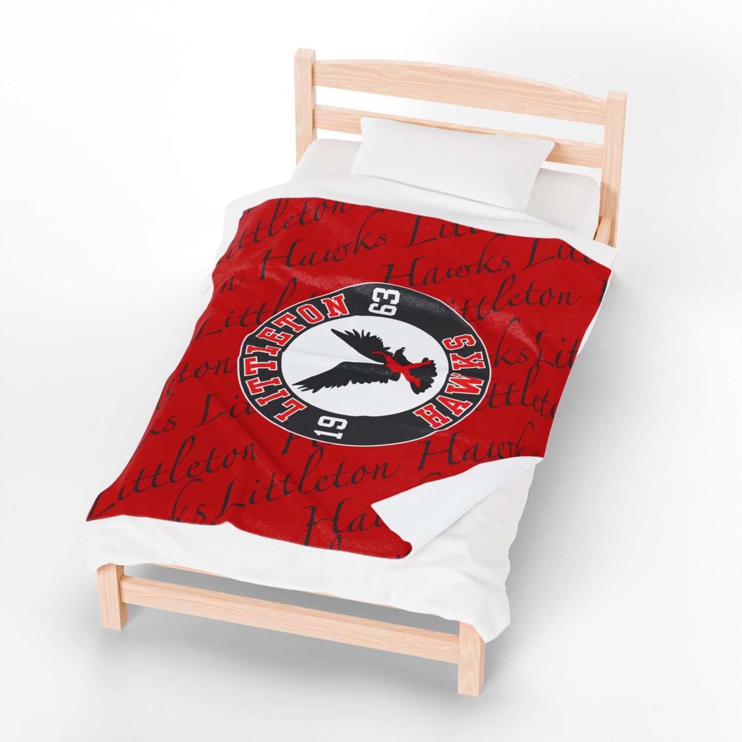 SAMPLE MOCK UP - NFS - HAWKS RED Minky Blanket | Littleton Hawks Plush Throw