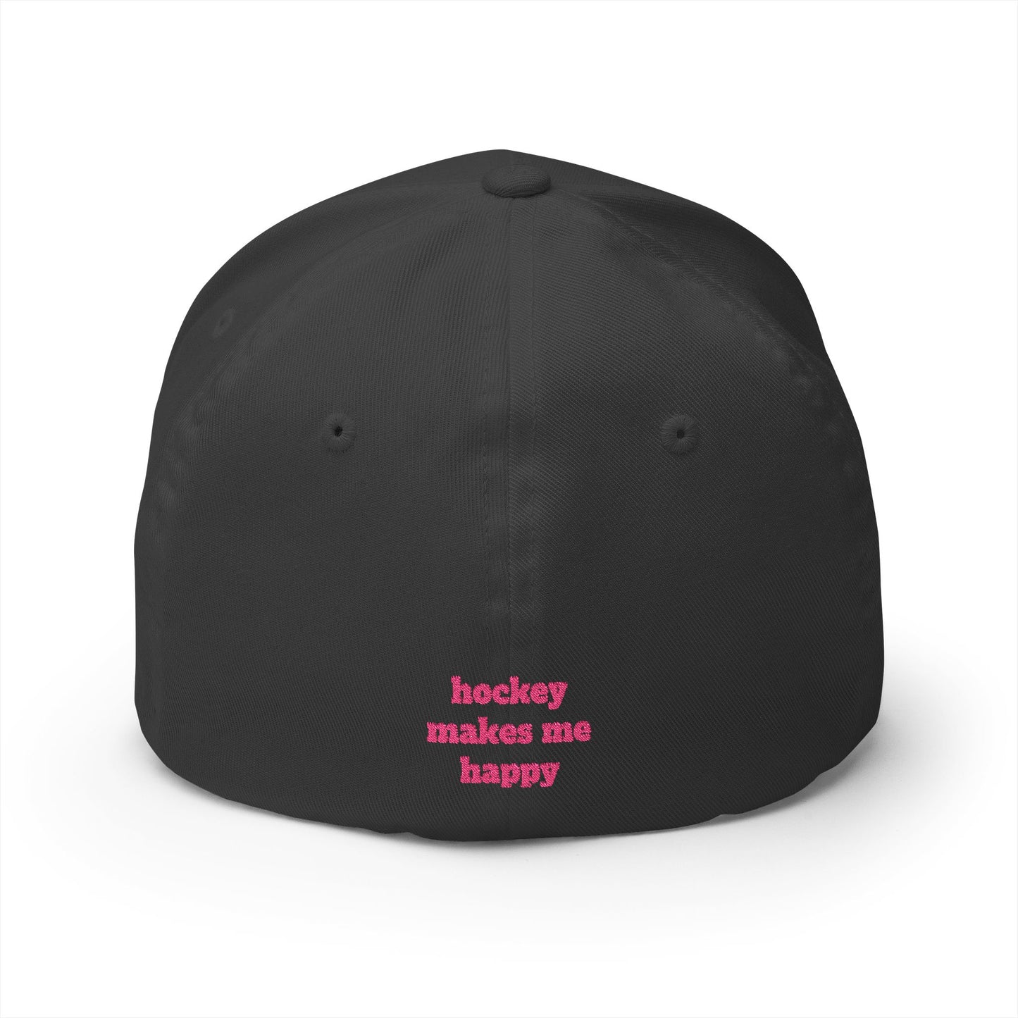 Hockey = Happy Pink Flexfit Hat