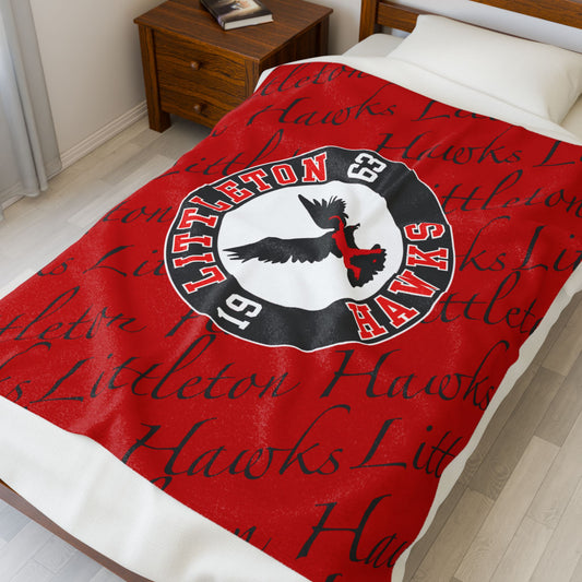 SAMPLE MOCK UP - NFS - HAWKS RED Minky Blanket | Littleton Hawks Plush Throw