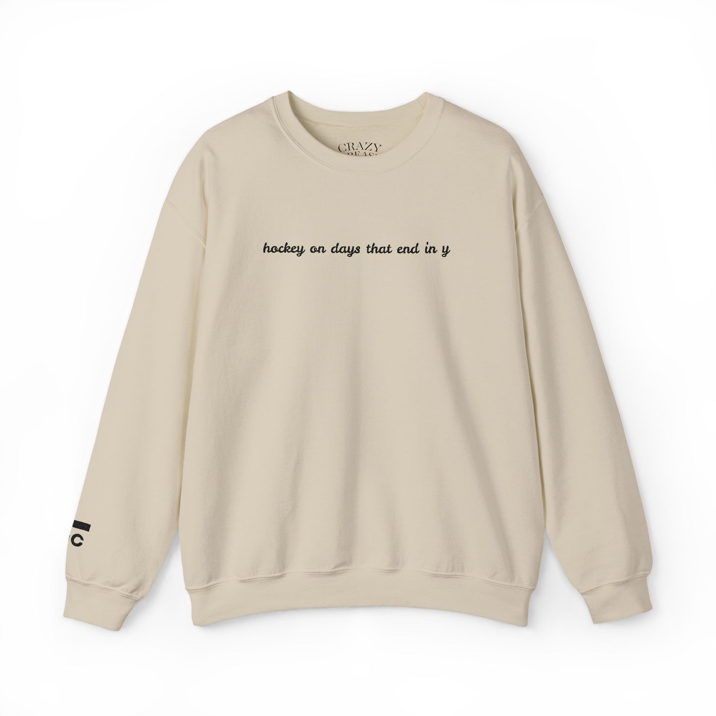 Embroidered Hockey on Days That End in Y Crewneck