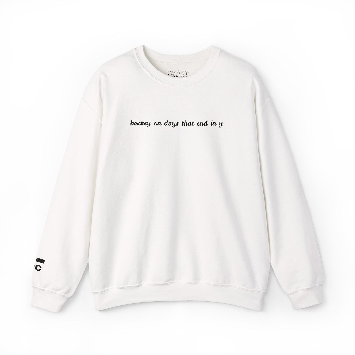 Embroidered Hockey on Days That End in Y Crewneck