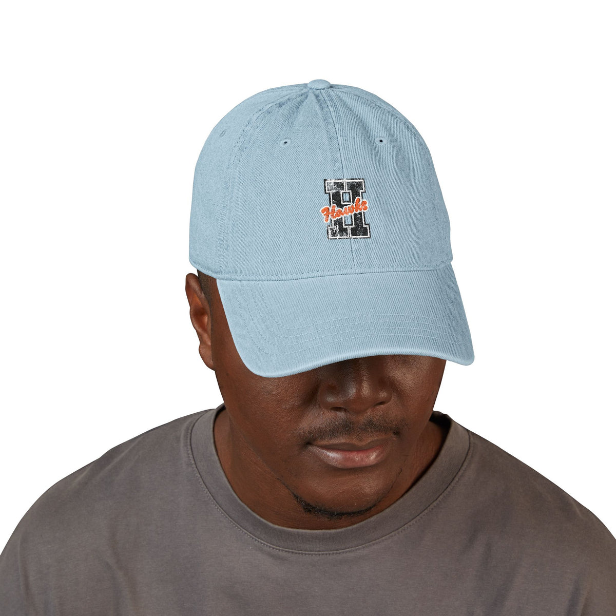 Denim Embroidered Hawks Hat