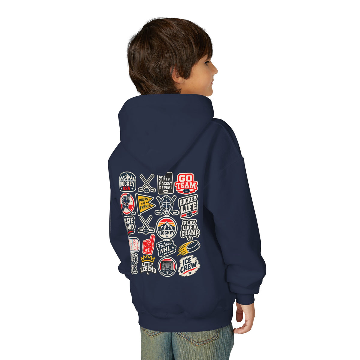 Youth Retro Patches Hooded Sweatshirt