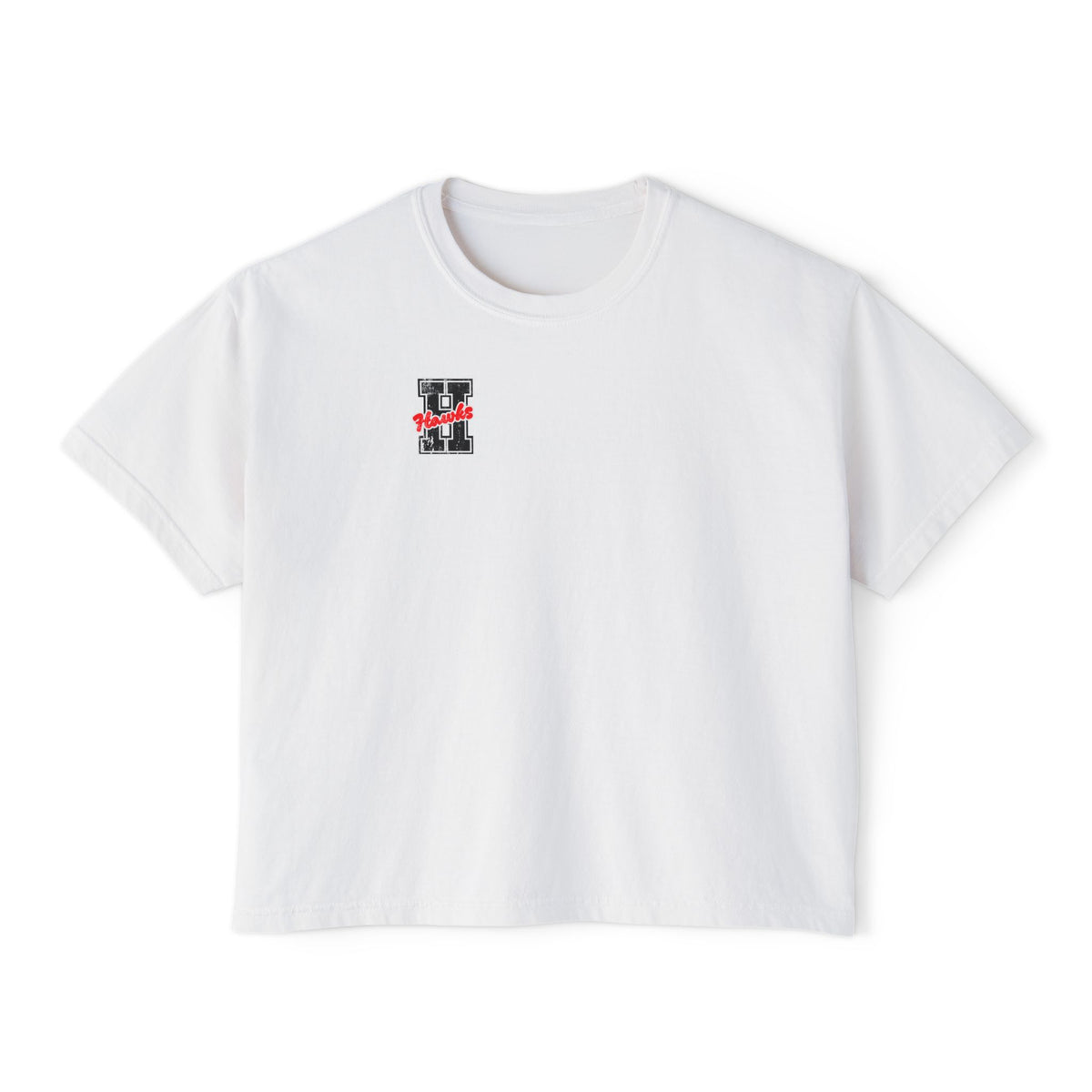 Hawks Boxy Tee — Vintage Distressed 'H' Graphic Women's T-Shirt