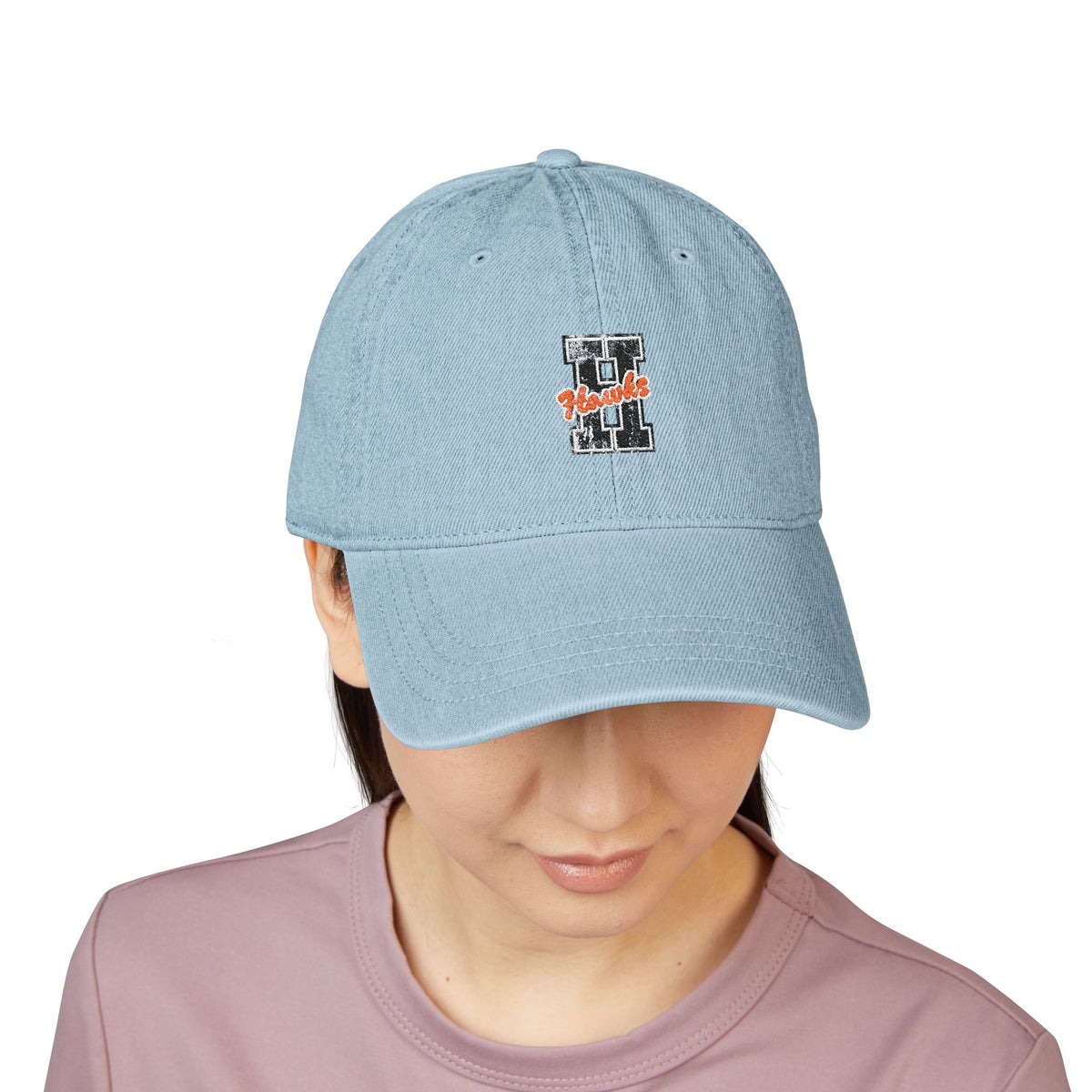 Denim Embroidered Hawks Hat