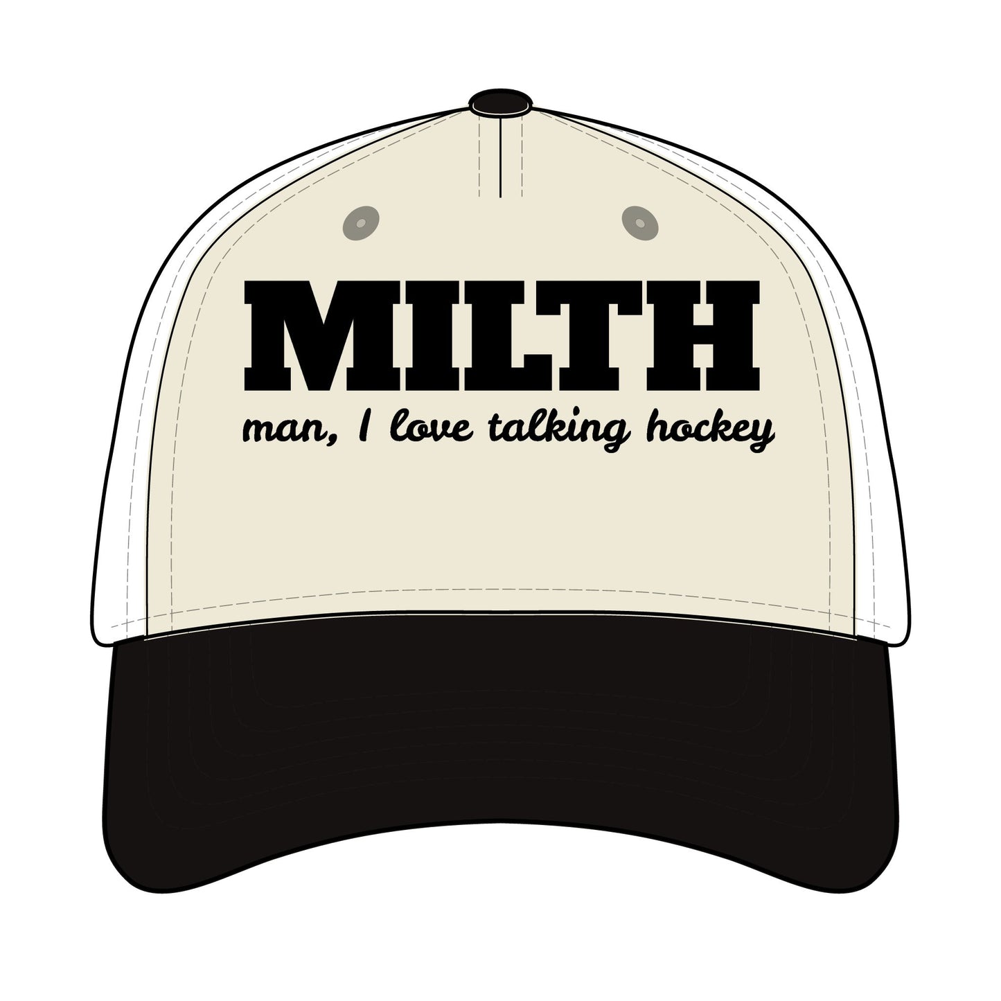 MILTH Black Embroidered Two-Tone Twill Hat