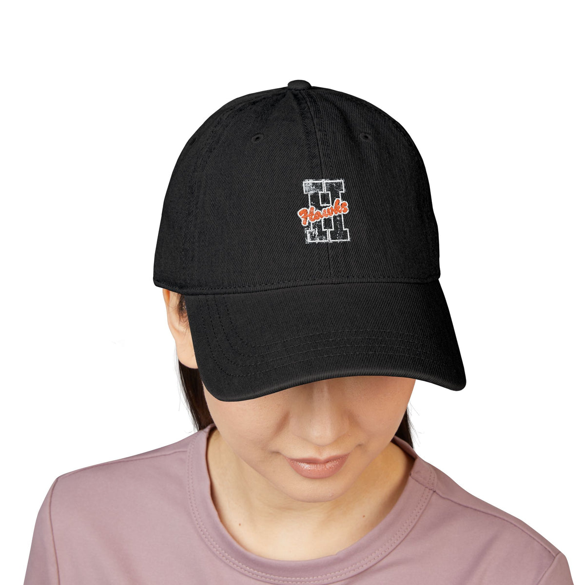 Denim Embroidered Hawks Hat