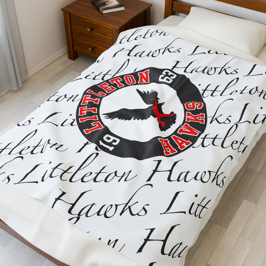 SAMPLE MOCK UP - NFS - HAWKS WHITE Minky Blanket | Littleton Hawks Plush Throw