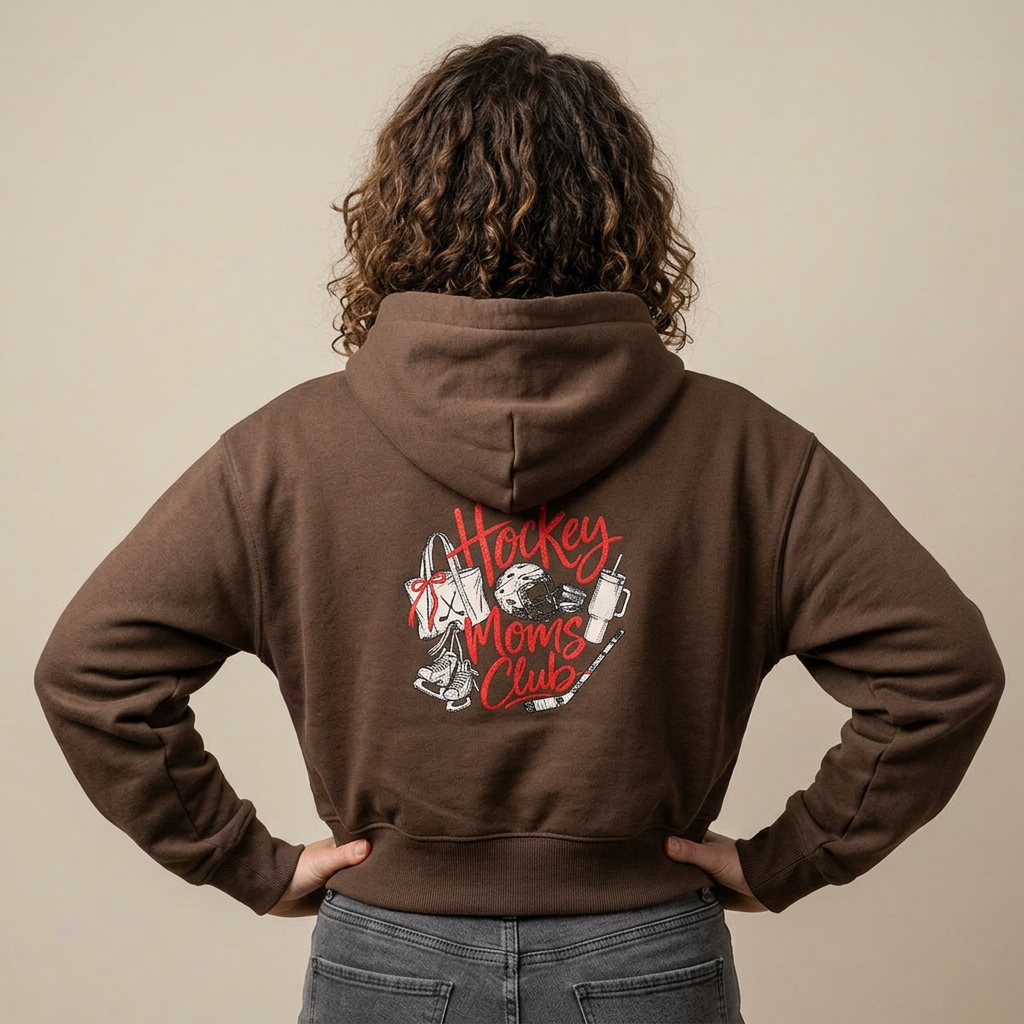 Hockey Moms Club - Womens Relaxed Crop Zip