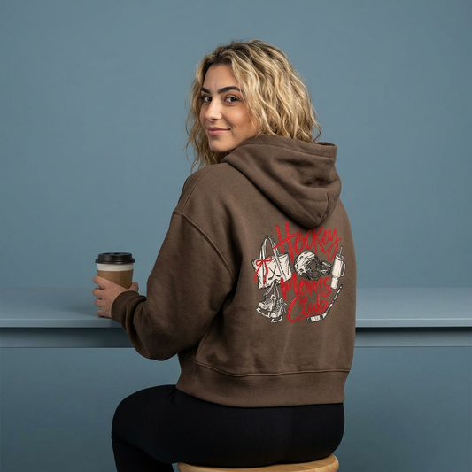 Hockey Moms Club - Womens Relaxed Crop Zip