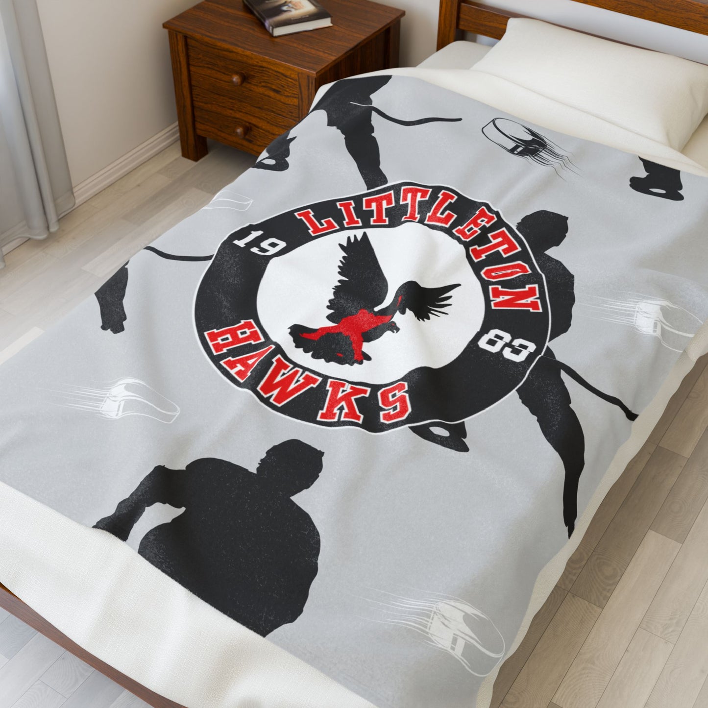 SAMPLE MOCK UP - NFS - HAWKS SKATER Minky Blanket | Littleton Hawks Plush Throw