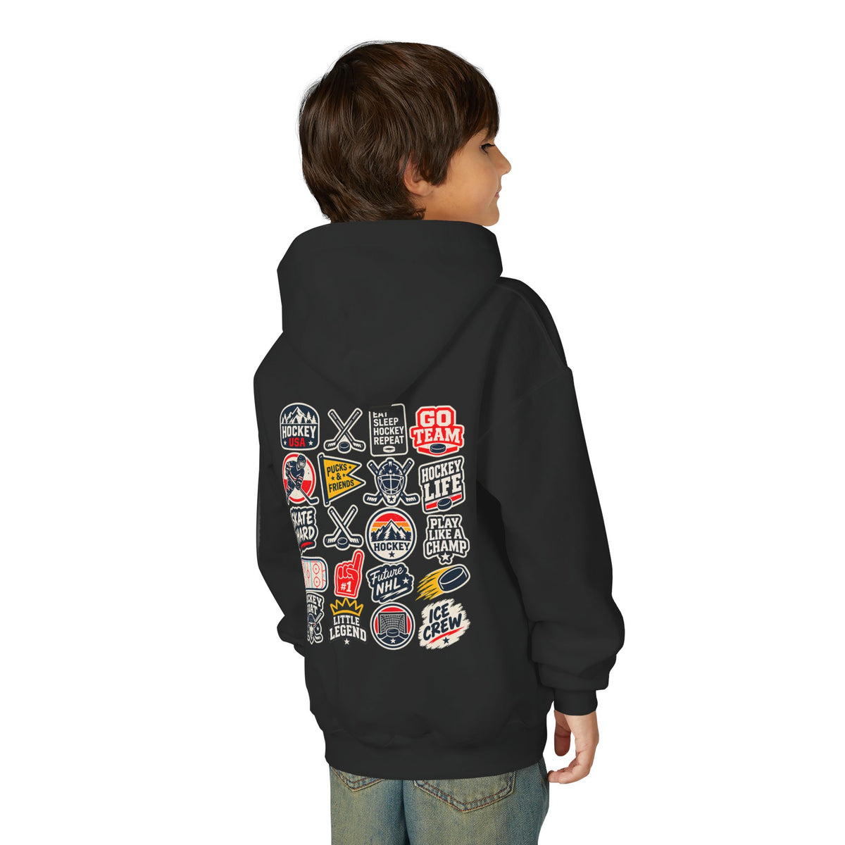 Youth Retro Patches Hooded Sweatshirt