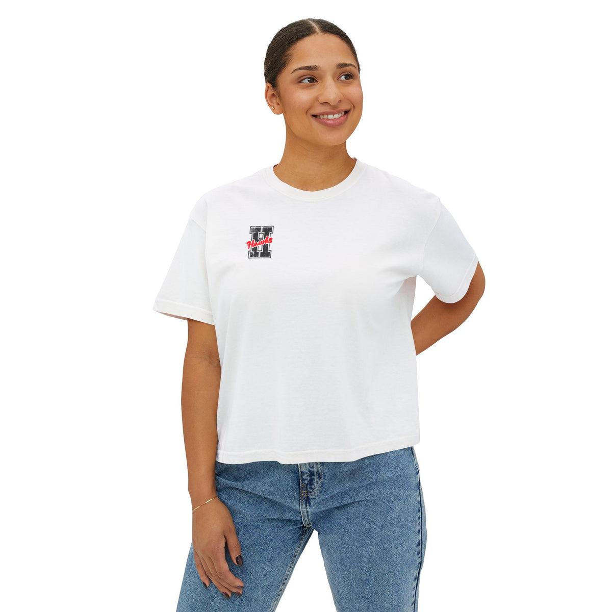 Hawks Boxy Tee — Vintage Distressed 'H' Graphic Women's T-Shirt