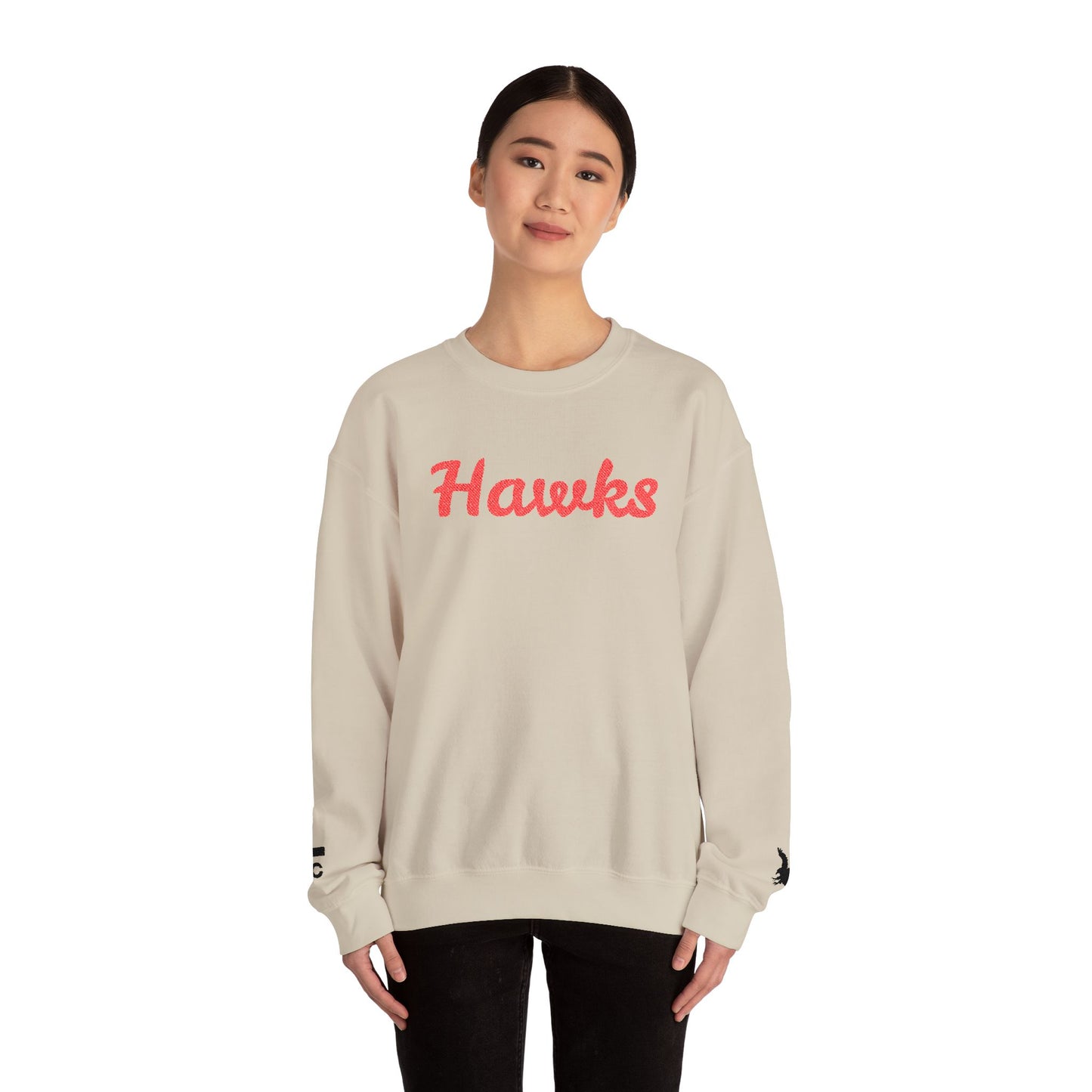 Embroidered Hawks Crewneck