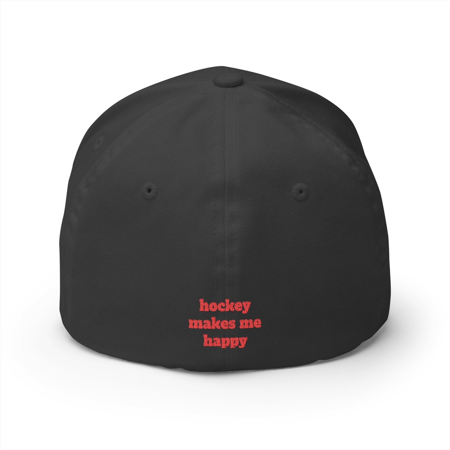 Hockey = Happy Red Flexfit Hat
