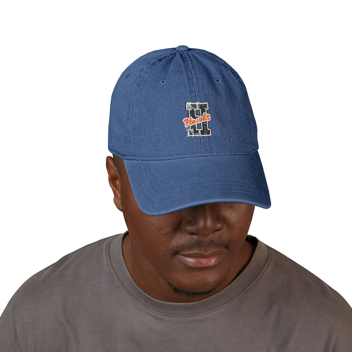 Denim Embroidered Hawks Hat